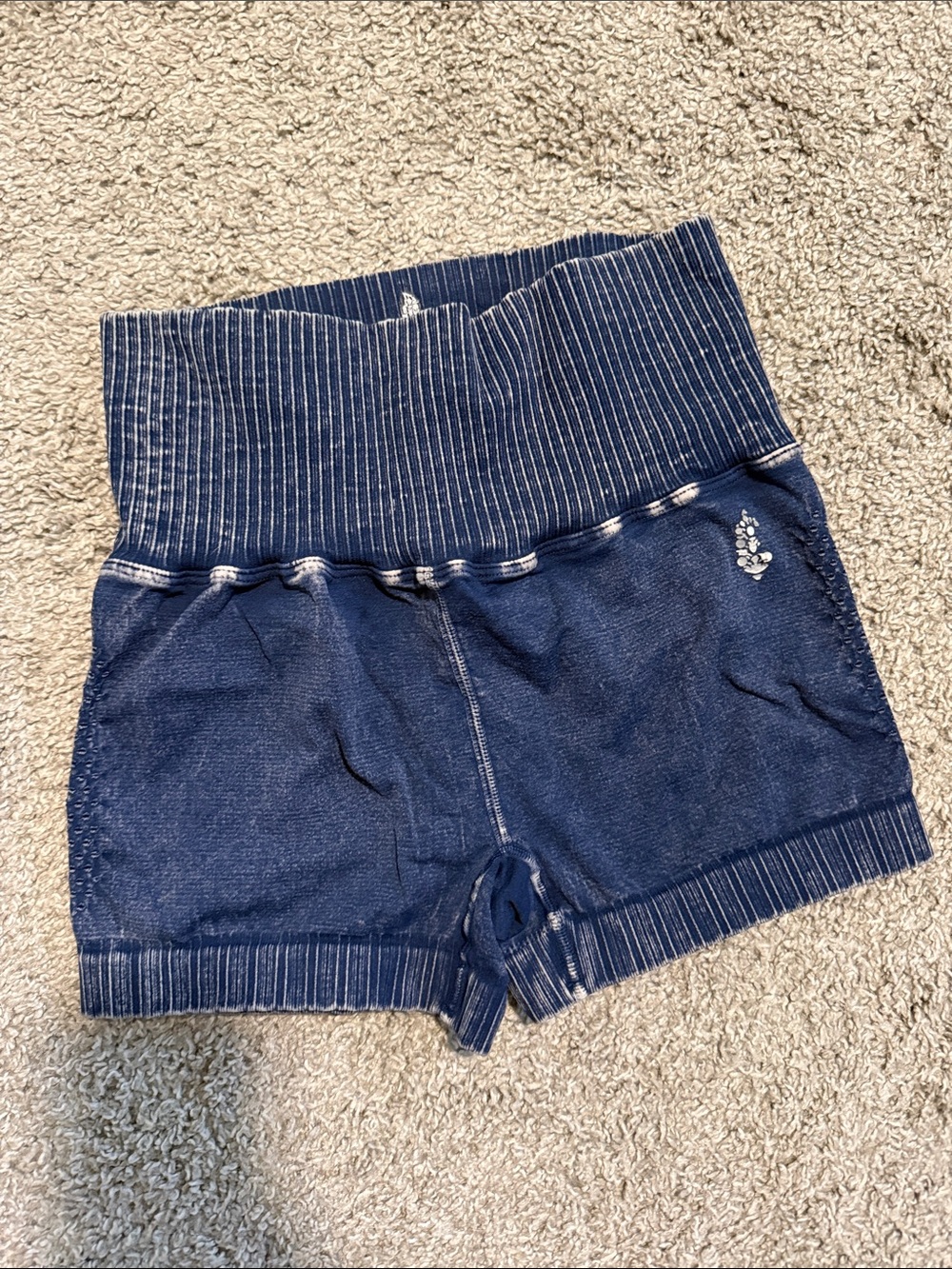 FP Movement by Free People Ribbed High-Waist Navy Bike Shorts